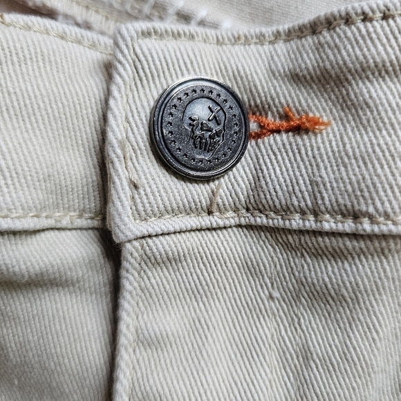 BRAND X beige distressed cross embellished skull print unique streetwear jeans - Picture 8 of 10